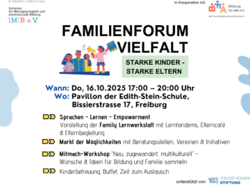 Herzliche Einladung zum Familienforum Vielfalt am 16.10.2025