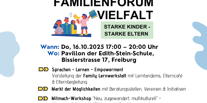 Herzliche Einladung zum Familienforum Vielfalt am 16.10.2025 Herzliche Einladung zum Familienforum Vielfalt am 16.10.2025